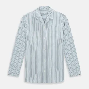 Blue and Green Multi Track Stripe Pyjama Shirt