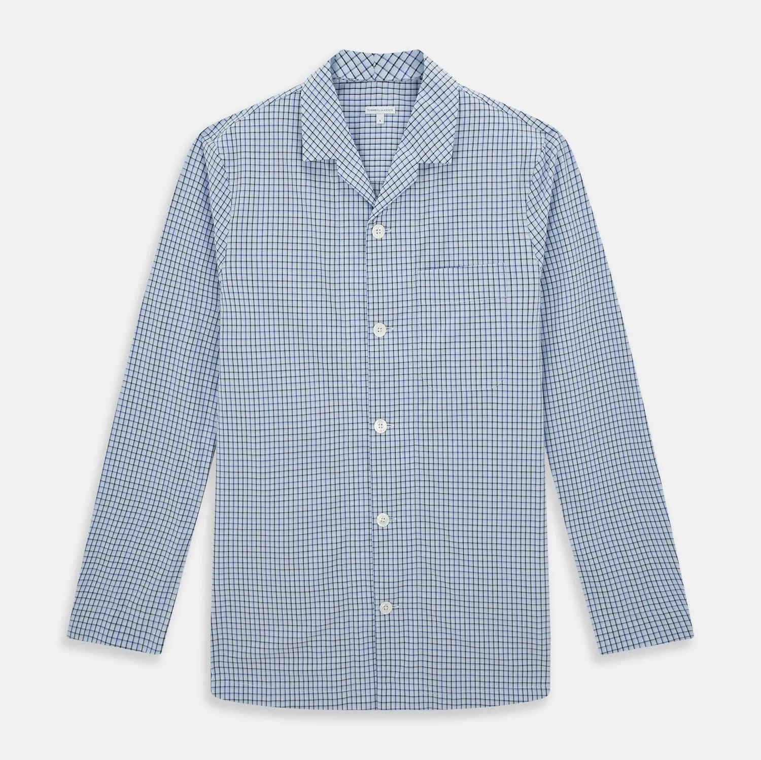 Blue Shadow Check Pyjama Shirt