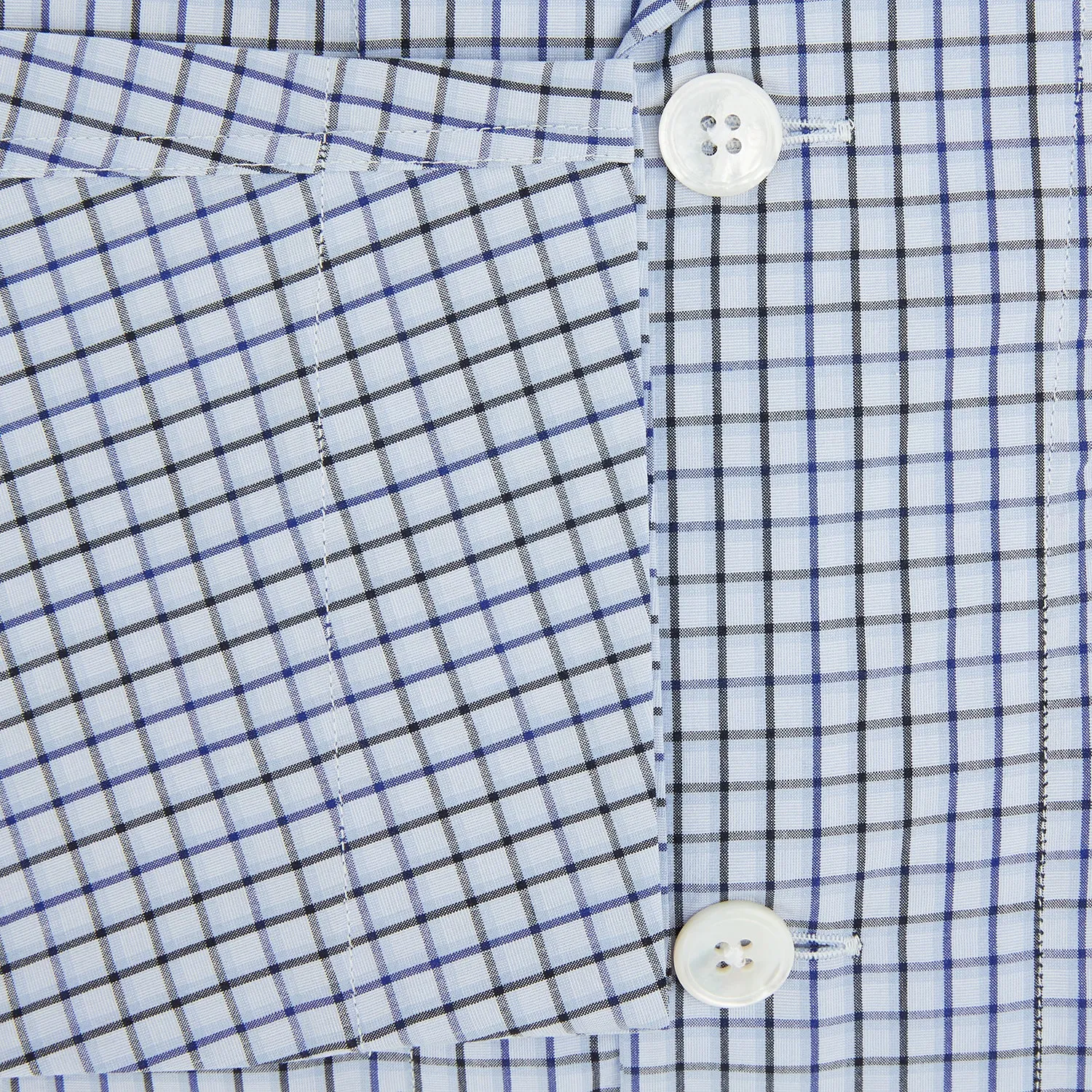 Blue Shadow Check Pyjama Shirt