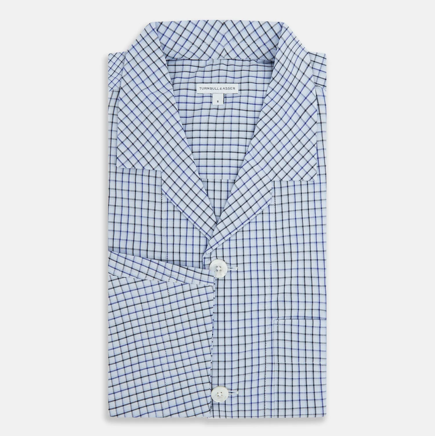 Blue Shadow Check Pyjama Shirt
