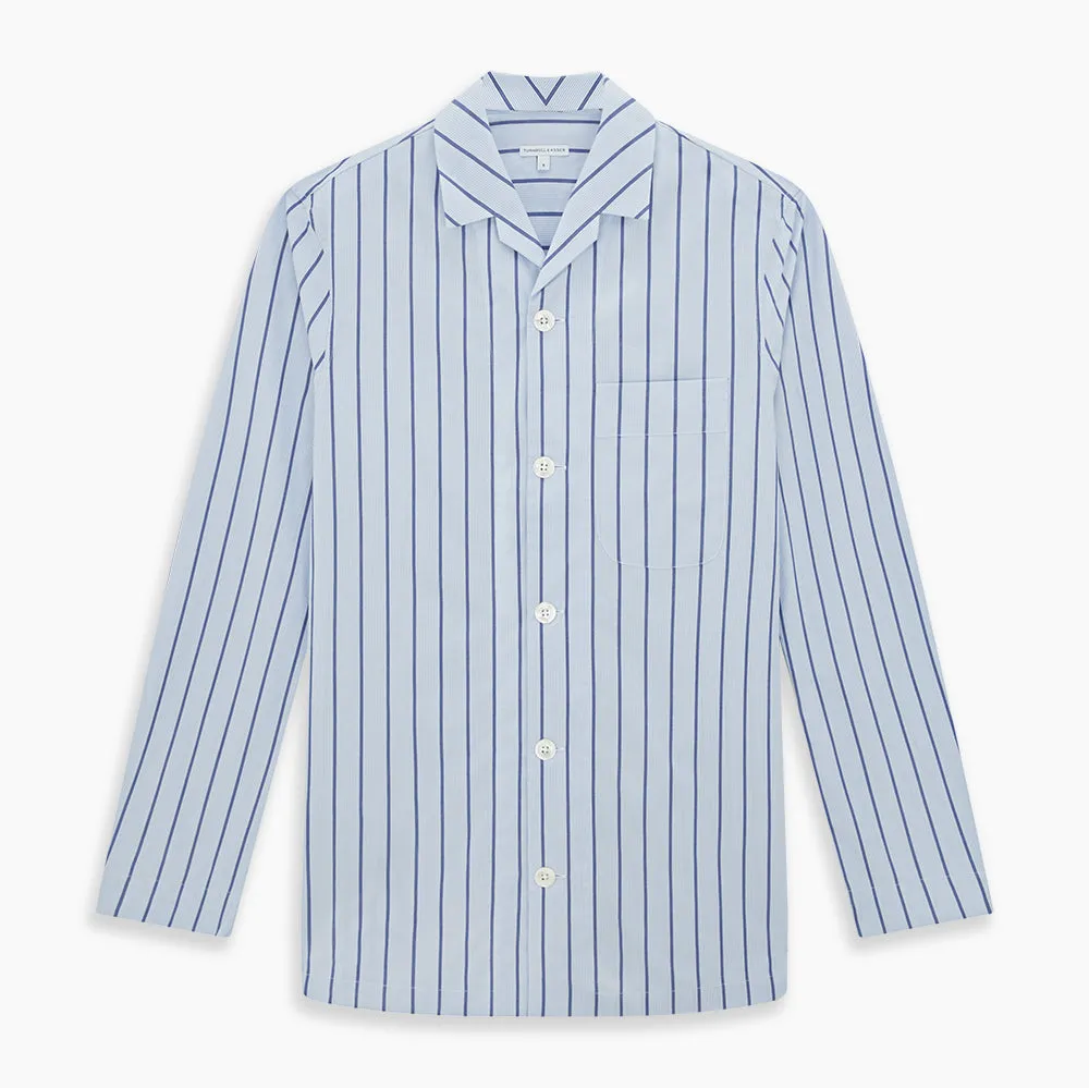 Blue Track Stripe Pyjama Shirt