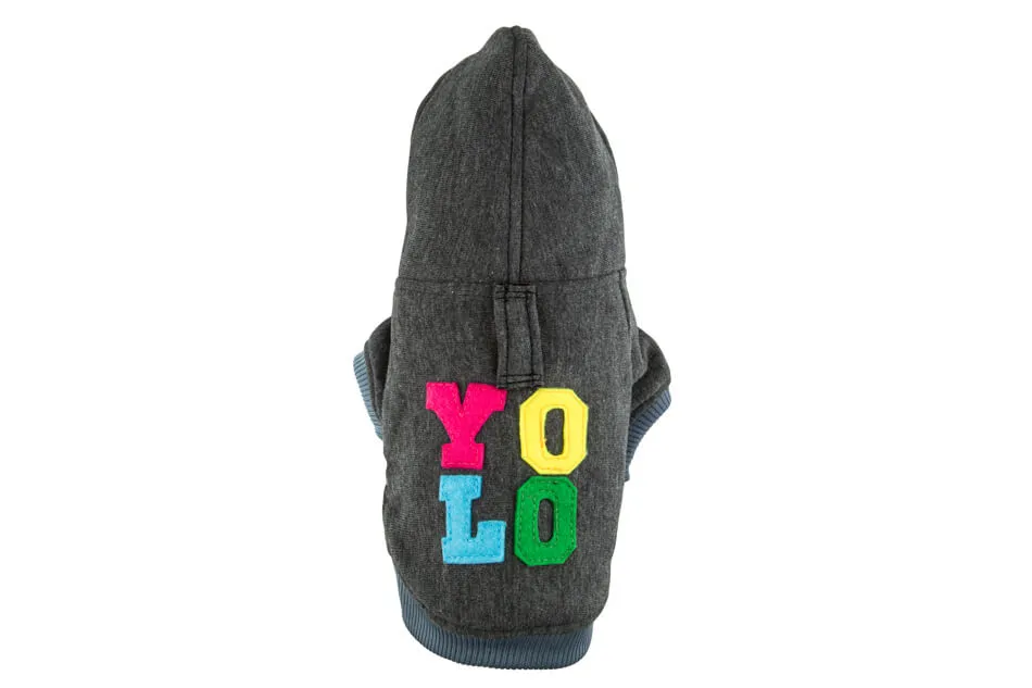 Bowl and Bone Yolo Graphite Dog Hoodie