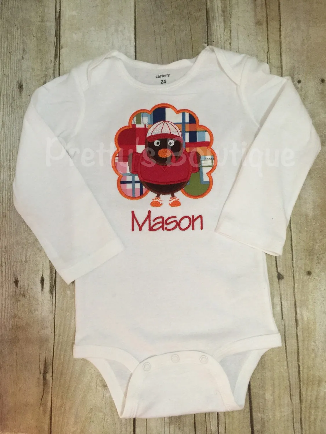 Boys Thanksgiving turkey football bodysuit or shirt. One piece or Shirt for babies, toddler, and children.  Football Turkey