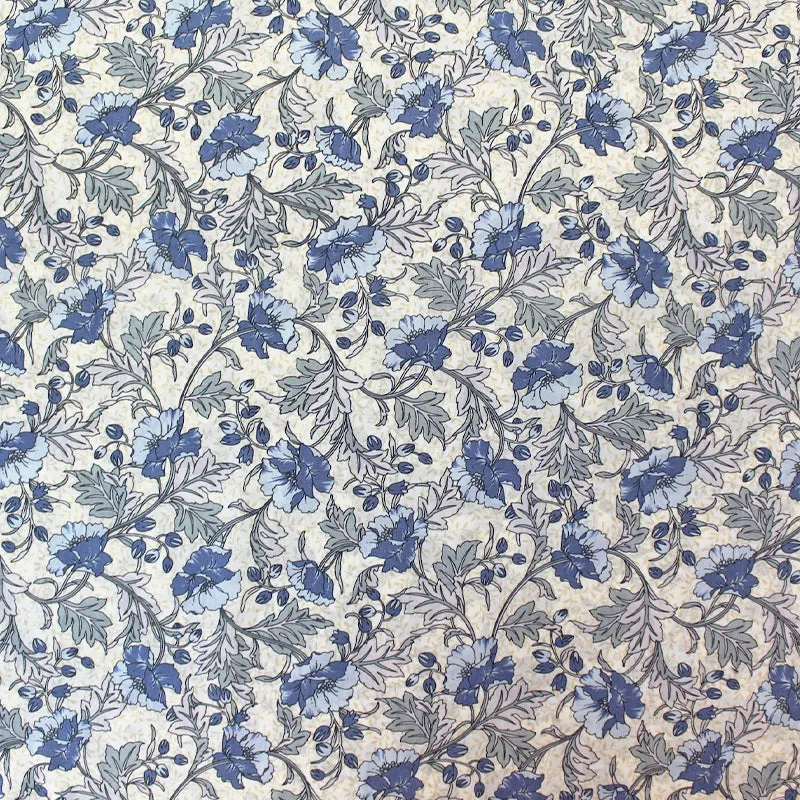 Dressmaking Floral Cotton Lawn - Blue - Thelma
