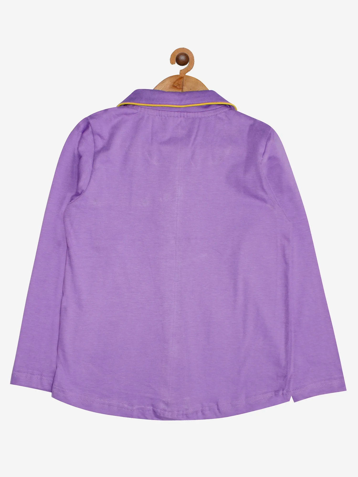 Girl's Printed Front Open Shirt & AOP Pyjama Set