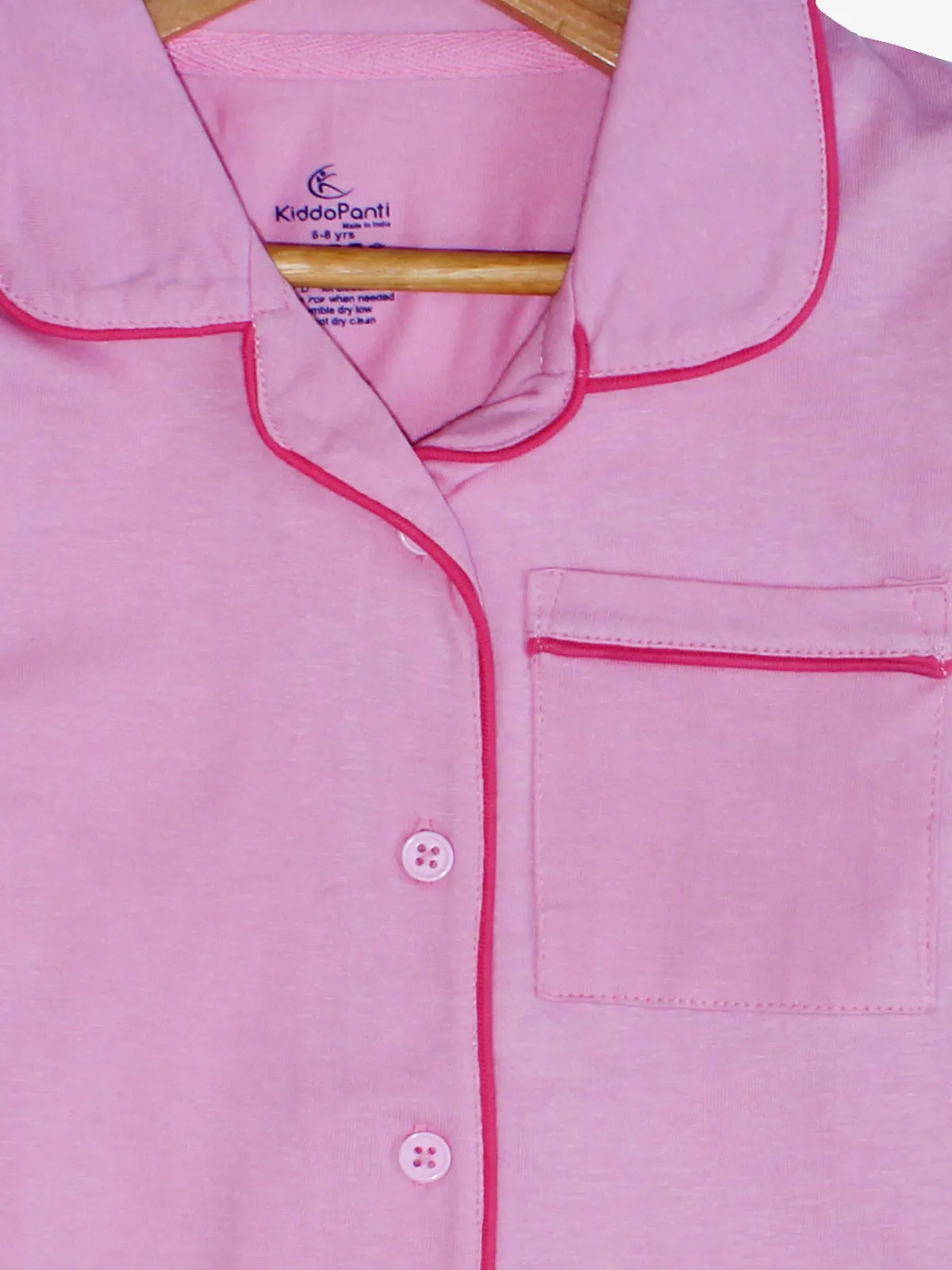 Girl's Printed Front Open Shirt & AOP Pyjama Set