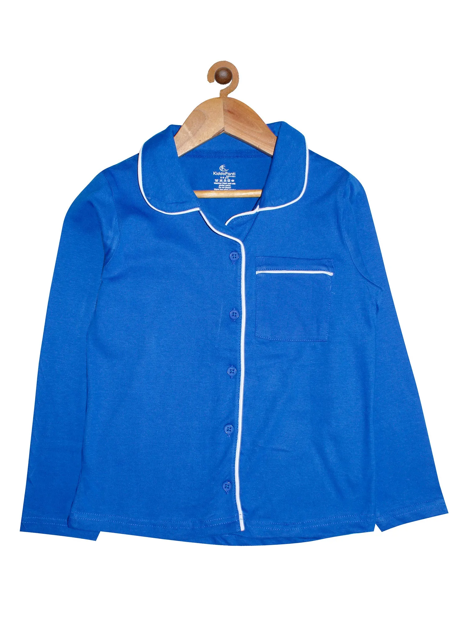 Girl's Printed Front Open Shirt & AOP Pyjama Set