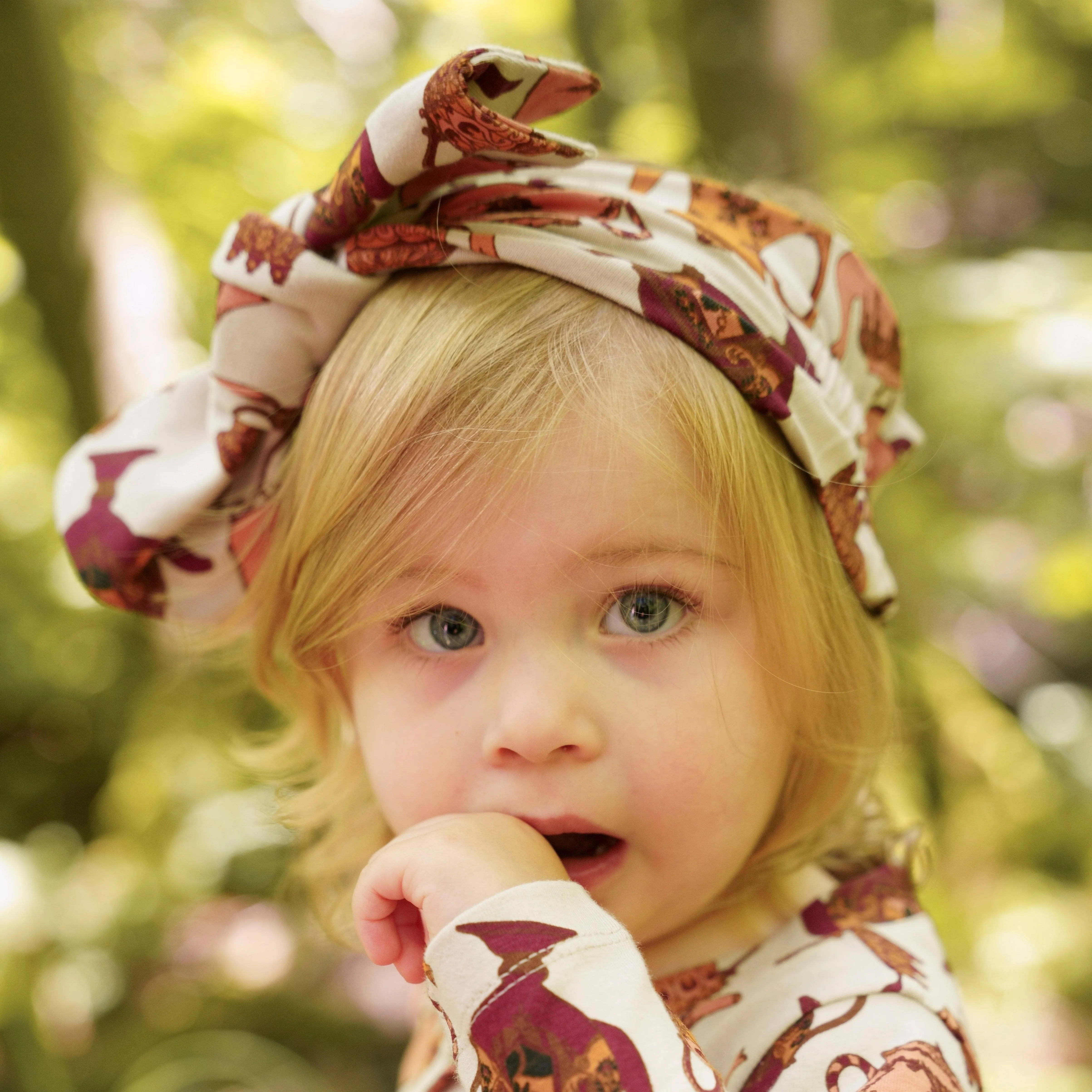 large bow elastic headband | papaya teapots | organic cotton jersey