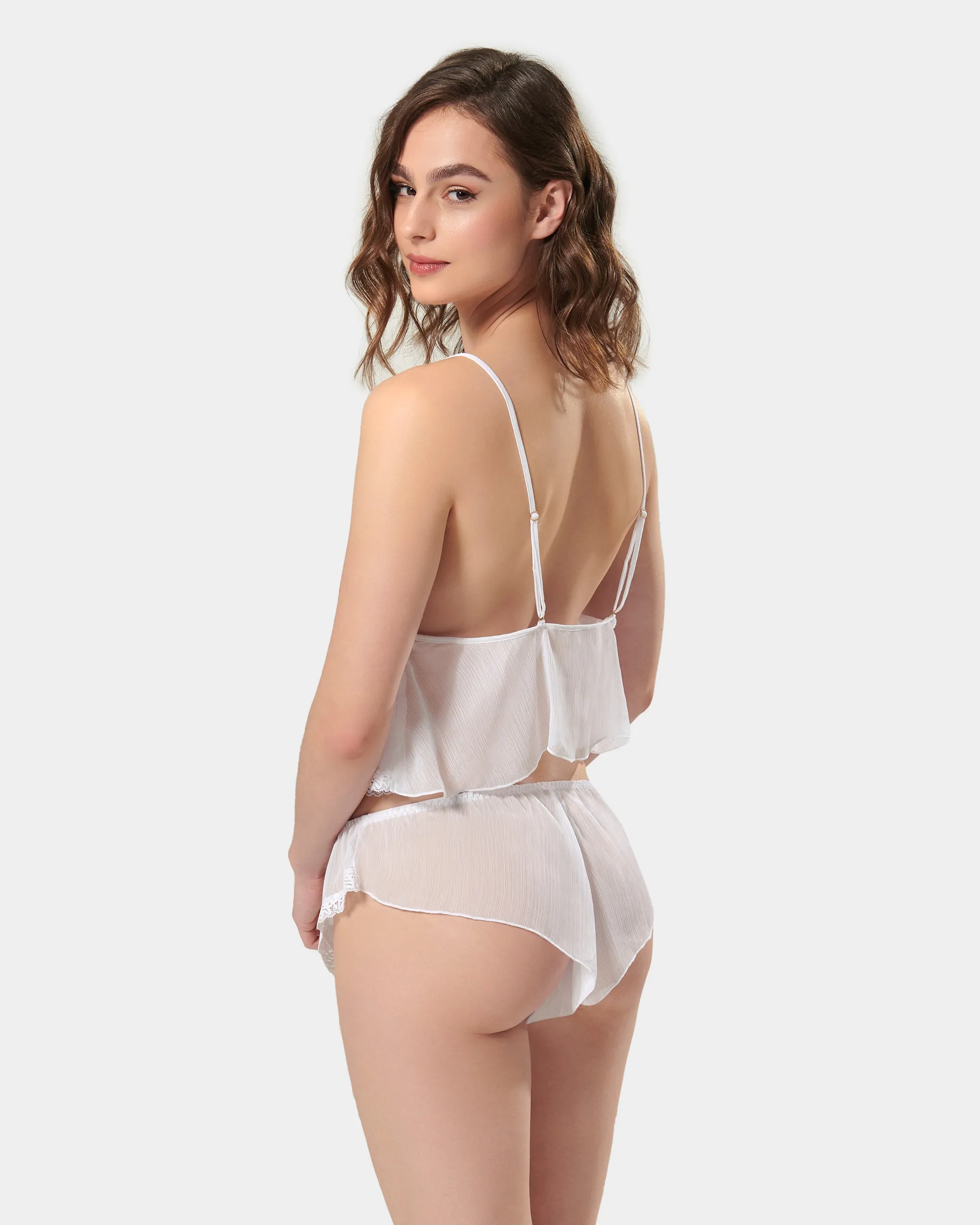 Pia Crop Cami and Short Set White