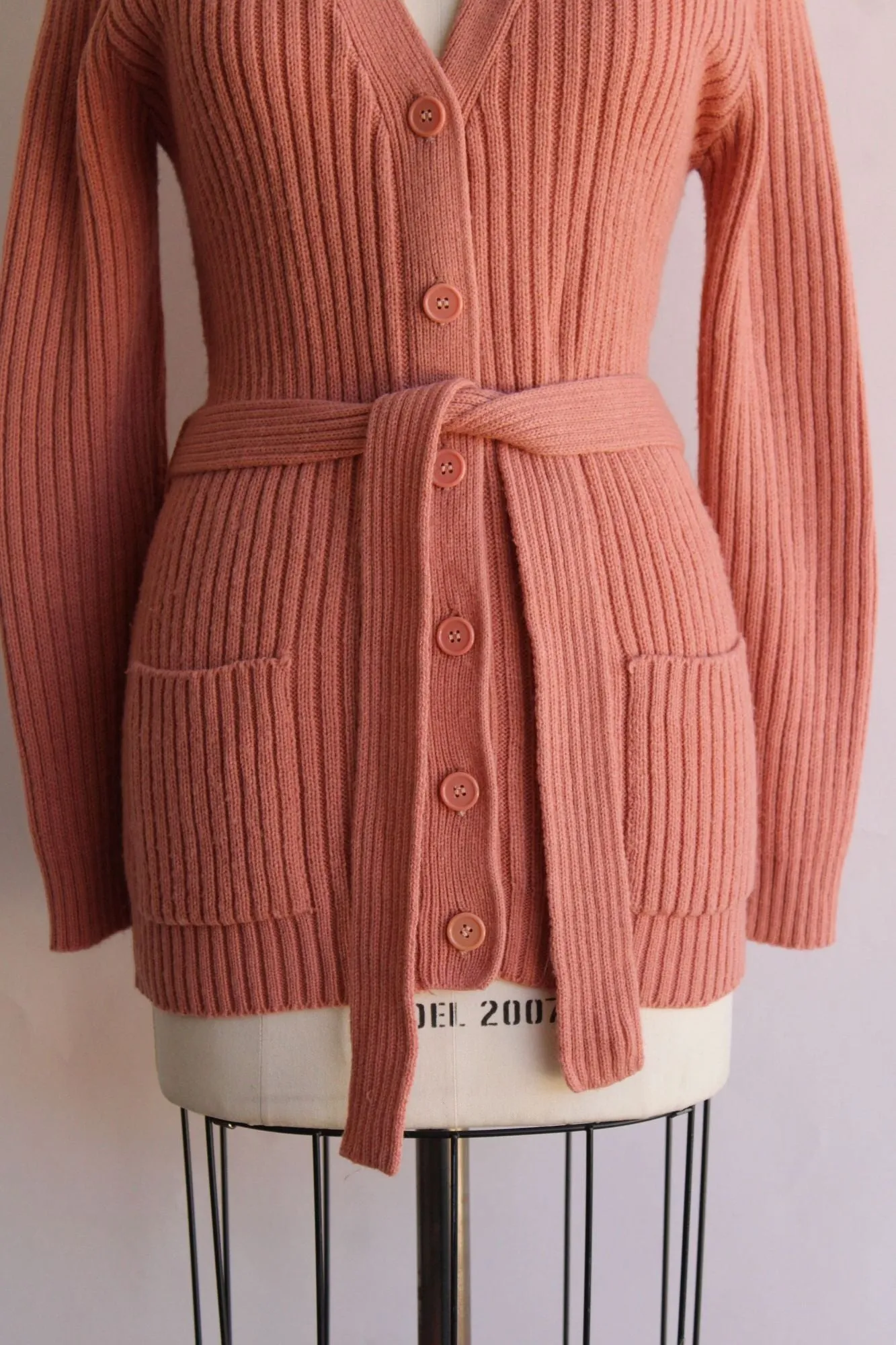 Vintage 1970s 1980s Sweater With Belt and Pockets