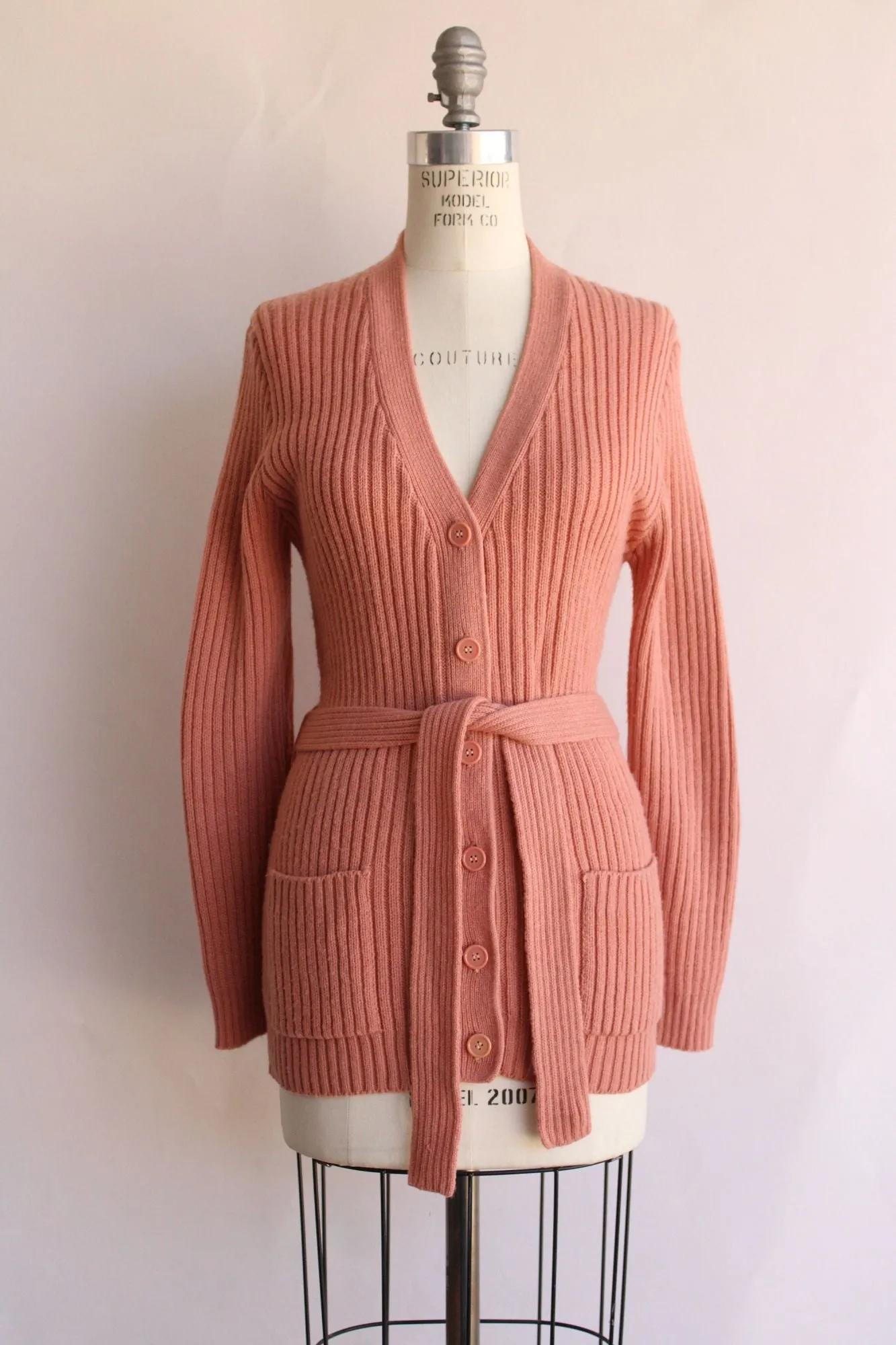 Vintage 1970s 1980s Sweater With Belt and Pockets