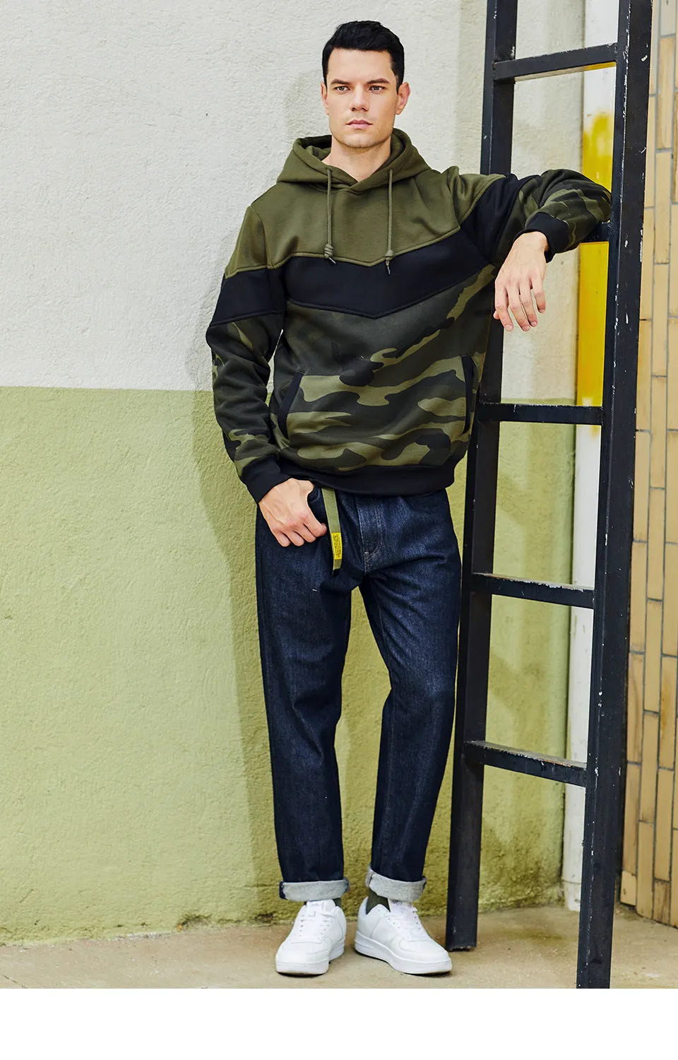 West Louis Spring/Autumn Camo Patchwork Hoodie