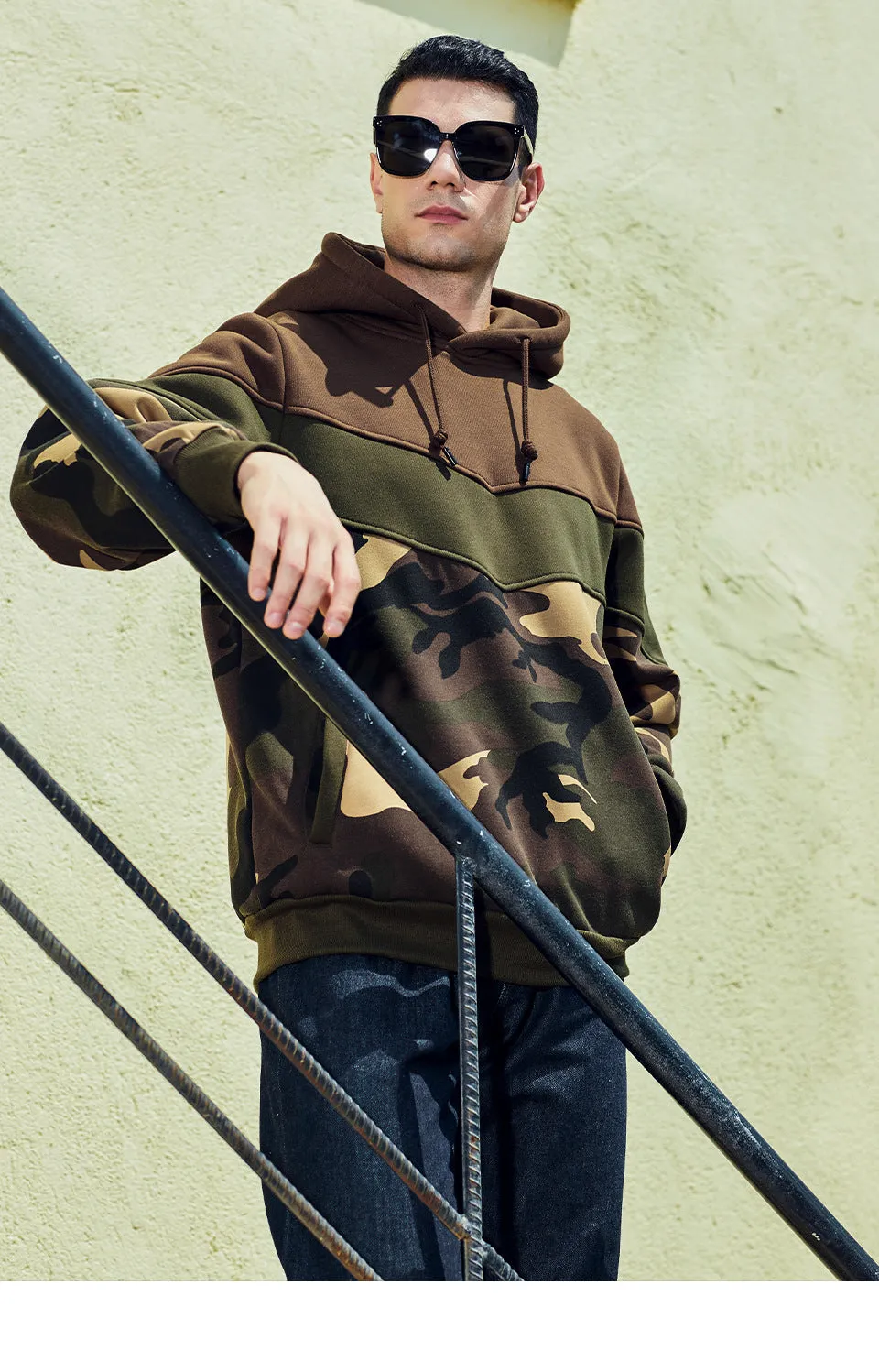 West Louis Spring/Autumn Camo Patchwork Hoodie