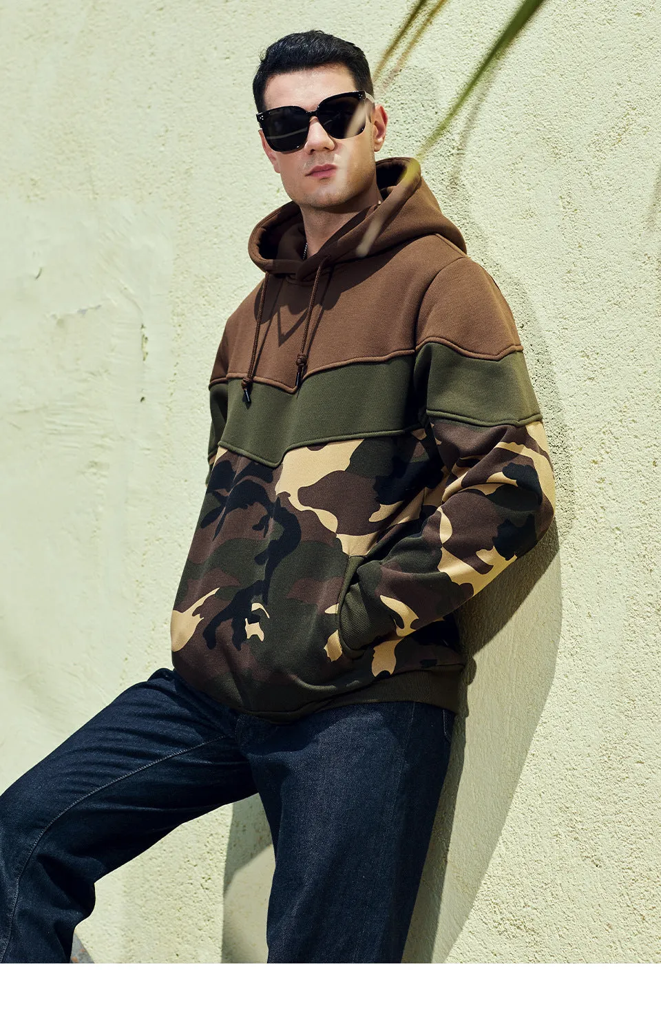 West Louis Spring/Autumn Camo Patchwork Hoodie